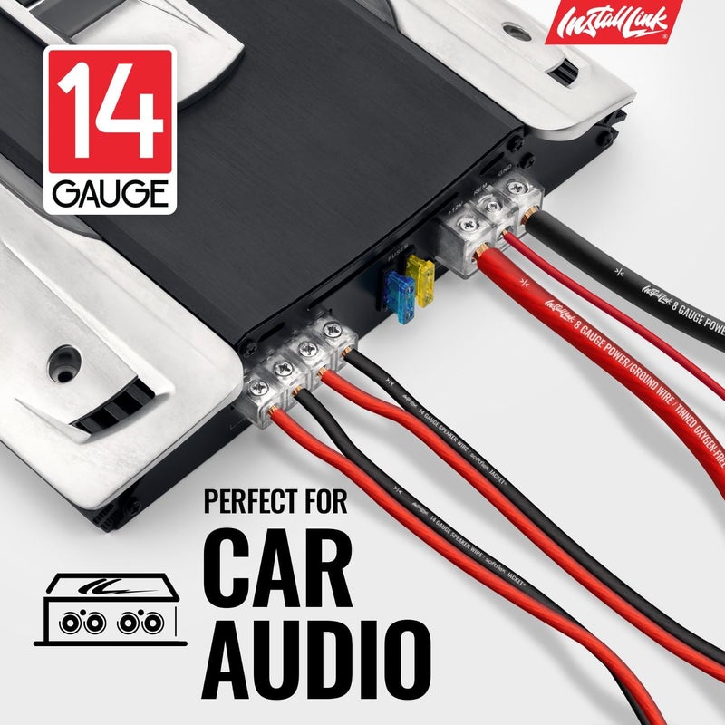 Install Link 14 Gauge Speaker Wire (Speaker Cable) for Car, Home or RV Audio Cable, 100ft, CCA - Image 3
